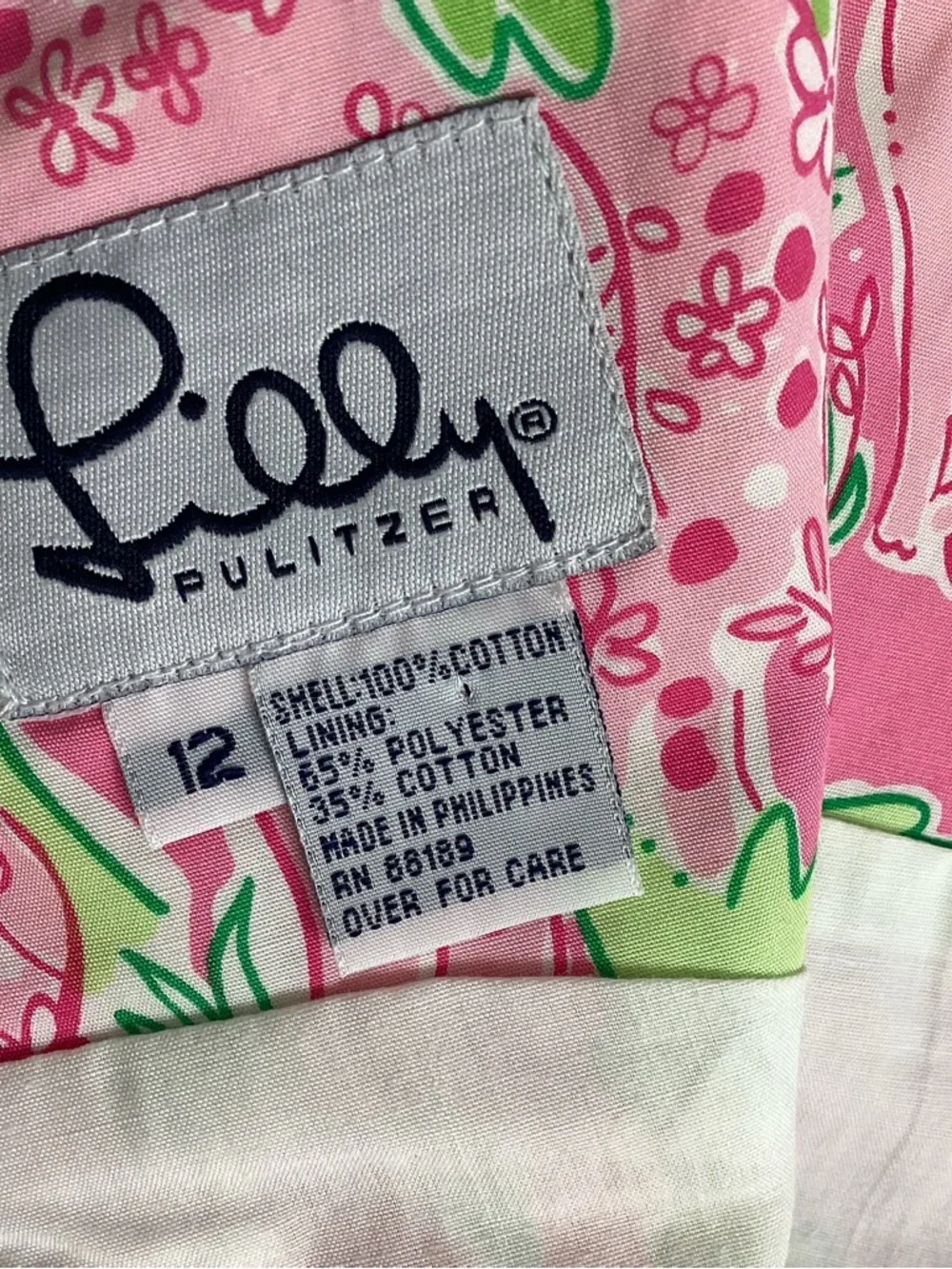 Vintage Lily Pulitzer Palm tree elephant Sleeveless Pink & Green Shift Dress. - Picture 7 of 8